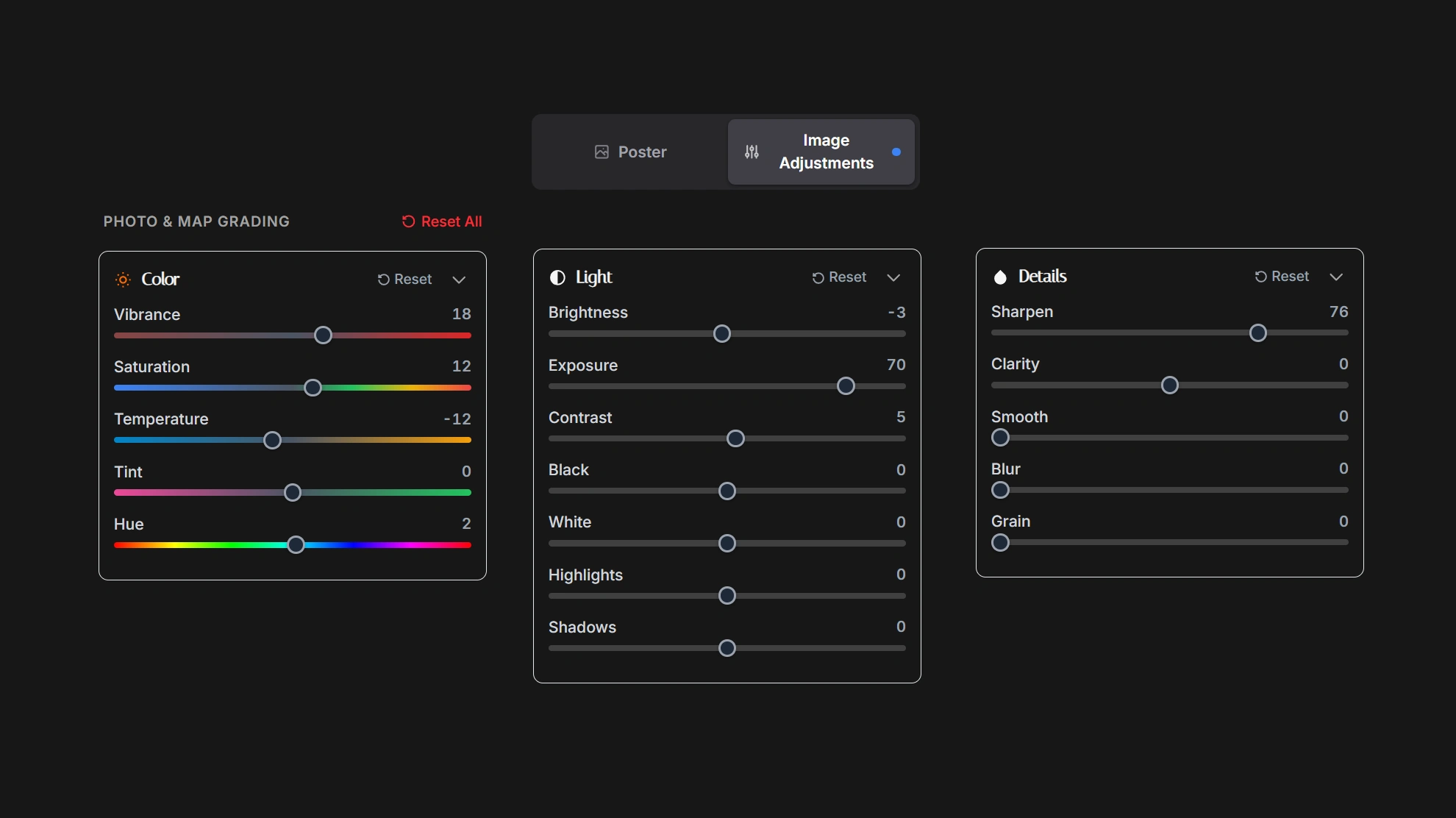 Poster Photo Editor Controls